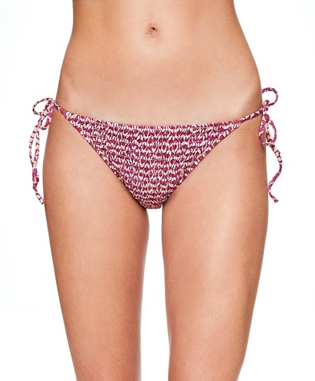 Oysho Smock Motif Print Medium-coverage Bikini Briefs With Ties Fuksja | 136248DHT
