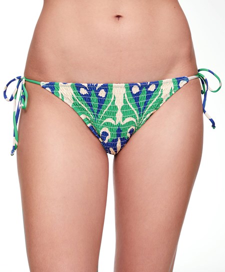 Oysho Smock Motif Print Medium-coverage Bikini Briefs With Ties Zielone | 685971GXF