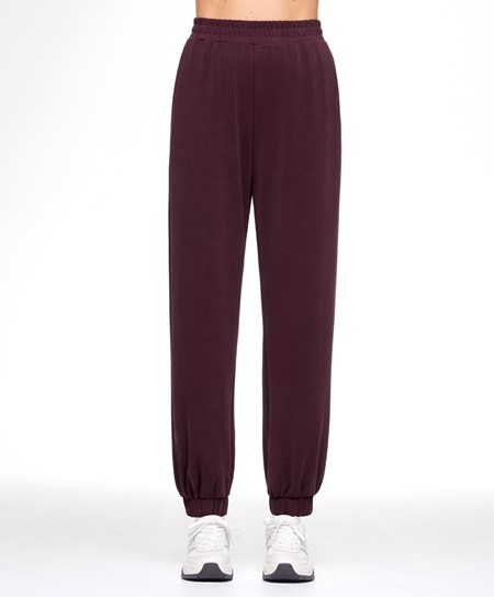 Oysho Soft Touch Modal Joggers Bordowe | 314289FJA