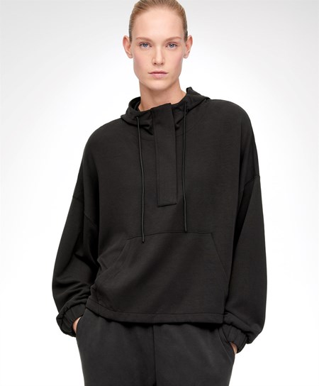 Oysho Soft Touch Modal Sweatshirt With Zip Czarne | 926587WJR