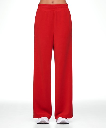 Oysho Soft Touch Modal Szerokie-leg Trousers With Buttons Czerwone | 128540ZYF