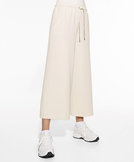 Oysho Soft-touch Modal Cropped Szerokie-leg Trousers Stone | 972480NYD