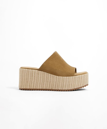 Oysho Split-leather Koturny Brązowe | 148273UHK