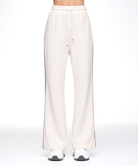 Oysho Stripe Modal Flare Trousers Cream-white | 651049UNA