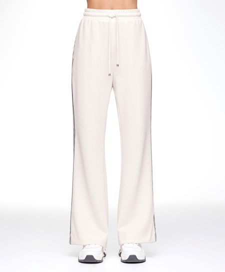 Oysho Stripe Modal Flare Trousers Cream-white | 654328SEL