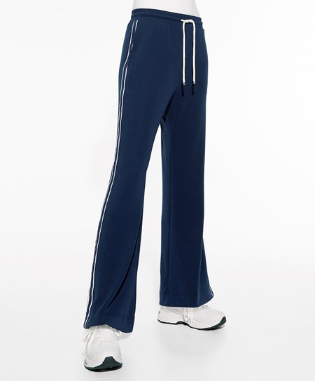 Oysho Stripe Modal Flare Trousers Granatowe Niebieskie | 842315VEW