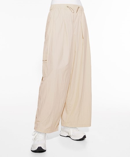 Oysho Szerokie-leg Cargo Trousers Ecru | 095741CPR