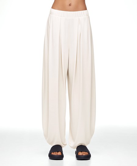 Oysho Szerokie-leg Draped Modal Trousers Stone | 570824BGX