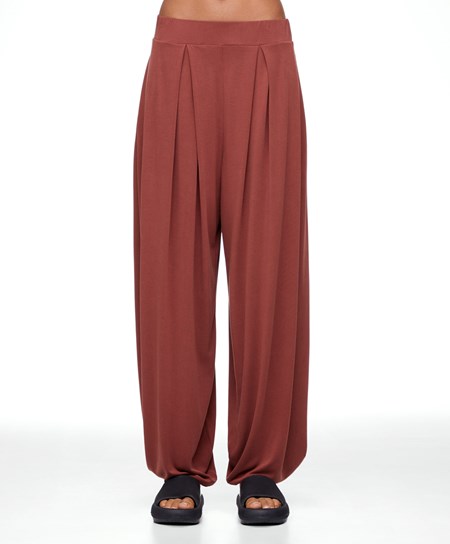 Oysho Szerokie-leg Draped Modal Trousers Brązowe | 879012DWQ