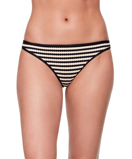 Oysho Textured Stripe Brazilian Bikini Briefs Czarne | 209465OTF