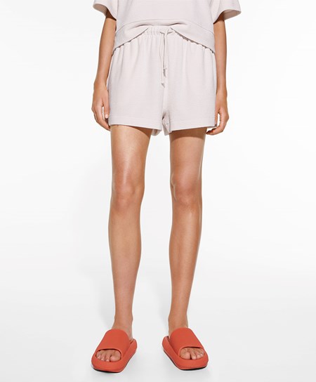 Oysho Towel-effect Shorts Stone | 768952RBX