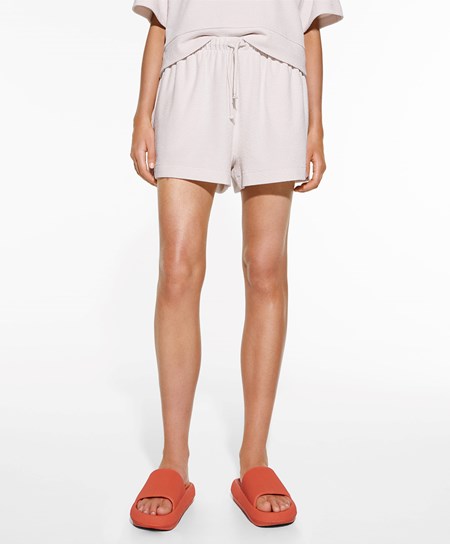 Oysho Towel-effect Shorts Stone | 967420BRT