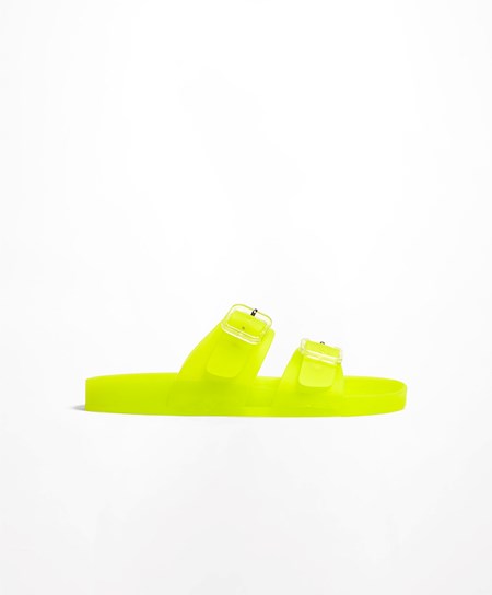 Oysho Translucent Moulded Beach Sandals Lime | 894021EMD