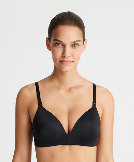 Oysho Triangle Nursing Bra Czarne | 938210LYO