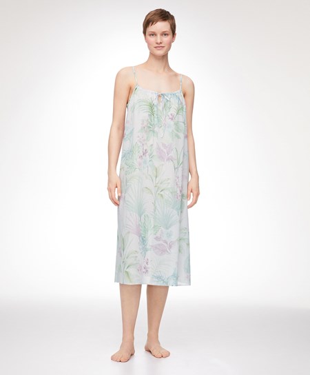 Oysho Tropical 100% Bawełniane Z Paskami Midi Nightdress Soft Mauve | 654209ZPC