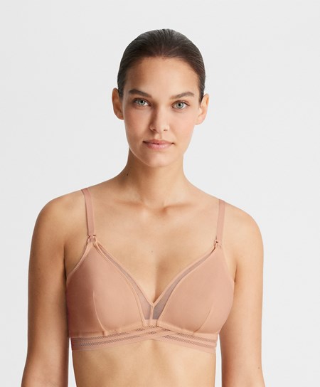 Oysho Tulle Triangle Nursing Bra Beżowe | 607382IMG