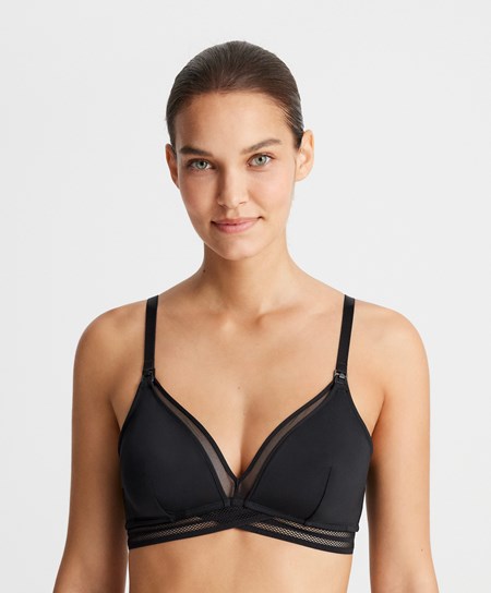 Oysho Tulle Triangle Nursing Bra Czarne | 069325IFE