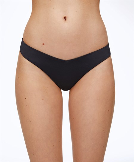 Oysho U-cut Stringi Bikini Briefs Czarne | 375610NWU