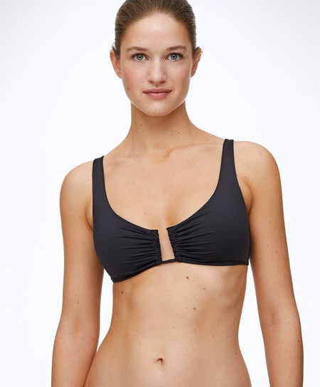Oysho U-neck Halter Bikini Top Czarne | 492765JAB