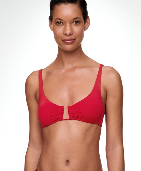 Oysho U-neck Halter Bikini Top Czerwone | 054768JZC