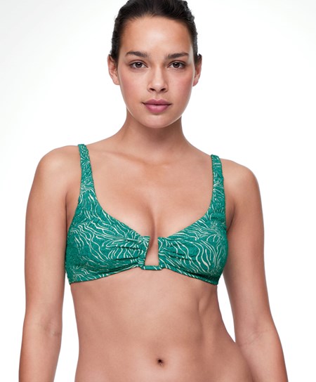 Oysho U-neck Jacquard Halter Bikini Top Turkusowe Zielone | 695302NWO