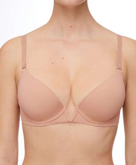 Oysho V-neck Multiway Push-up Bra Beżowe | 289503NWE