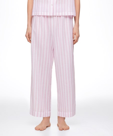 Oysho W Paski 100% Bawełniane Trousers Lawenda | 028935LIP