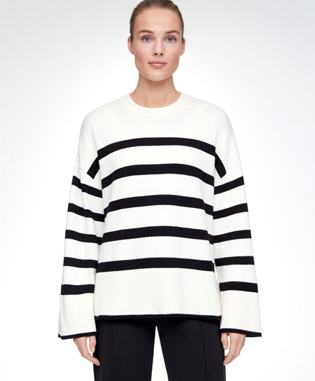 Oysho W Paski Knit Jumper Czarne | 630871ARM