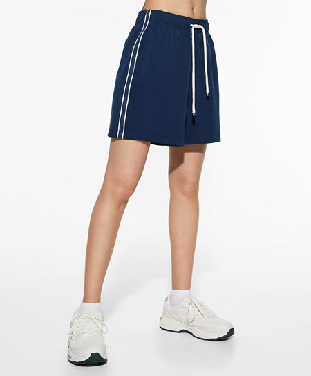 Oysho W Paski Soft Touch Modal Bermuda Shorts Granatowe Niebieskie | 730621TUQ