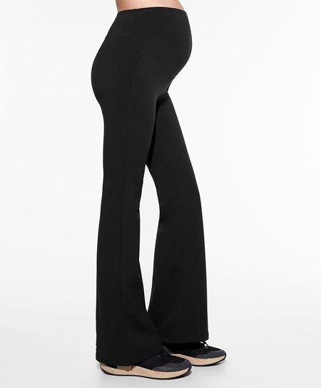 Oysho Warm Maternity Flare Trousers Czarne | 950476LRG