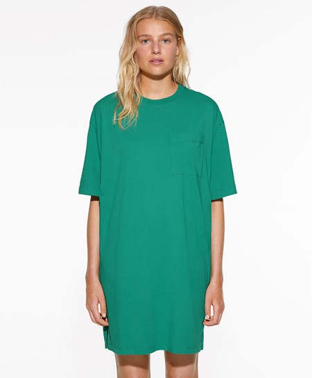 Oysho Washed 100% Bawełniane Long T-shirt Zielone | 284357SQX