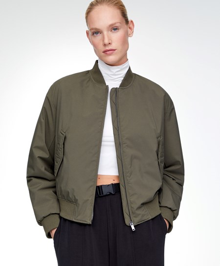 Oysho Wody-repellent Bomber Jacket Khaki | 328605TMH