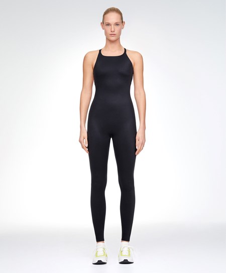 Oysho Z Paskami Back Jumpsuit Czarne | 372016TFK