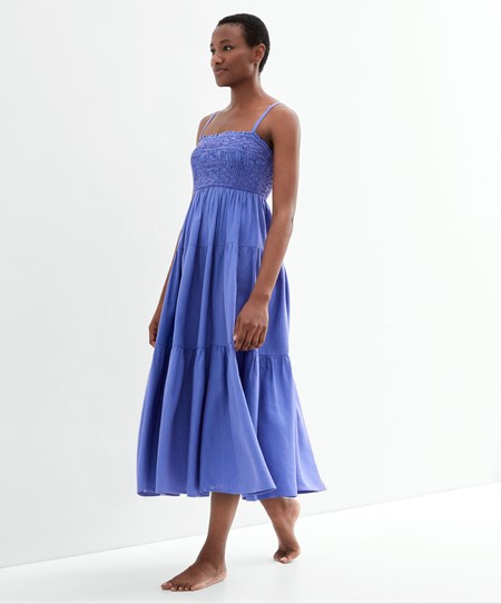 Oysho Z Paskami Ruched Linen Sukienki Lawenda | 164370HUC