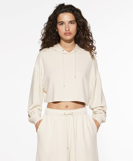 Oysho Zakapturzony Modal Crop Sweatshirt Stone | 723016BJR