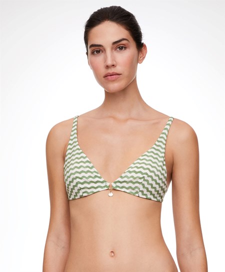 Oysho Zigzag Halter Bikini Top Zielone | 926450OCL
