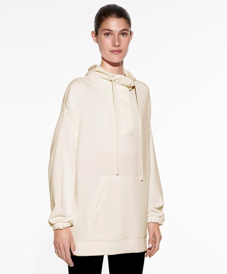 Oysho Zip Soft-touch Modal Oversize Swetry Cream-white | 035819SWF