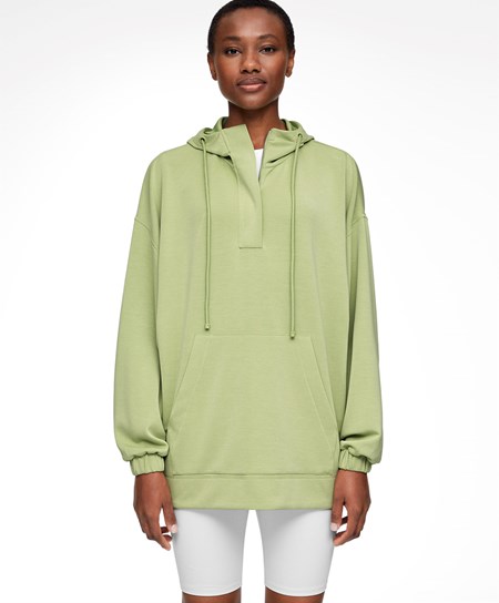 Oysho Zip Soft-touch Modal Oversize Swetry Zielone | 129830HPO