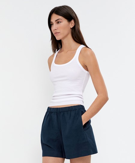 Oysho Żebrowany Vest Top Pale Ecru | 083974QLI