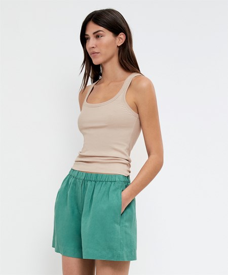 Oysho Żebrowany Vest Top Soft Mink | 804523KFP
