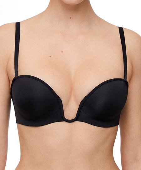 Oysho “u”-neck Removable Straps Bra Czarne | 364781NDR